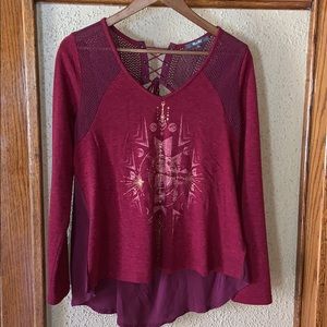 MissMe Long Sleeve Hi Lo Top